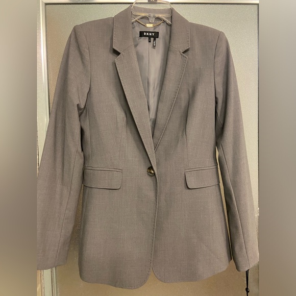 DKNY Classic Women Gray Blazer, size 4. - Picture 1 of 8